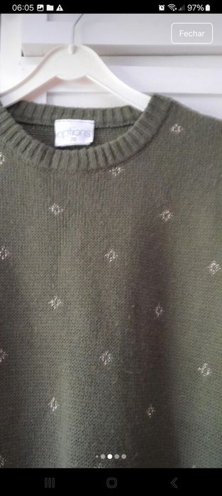Camisola decote redondo motivos em dourado