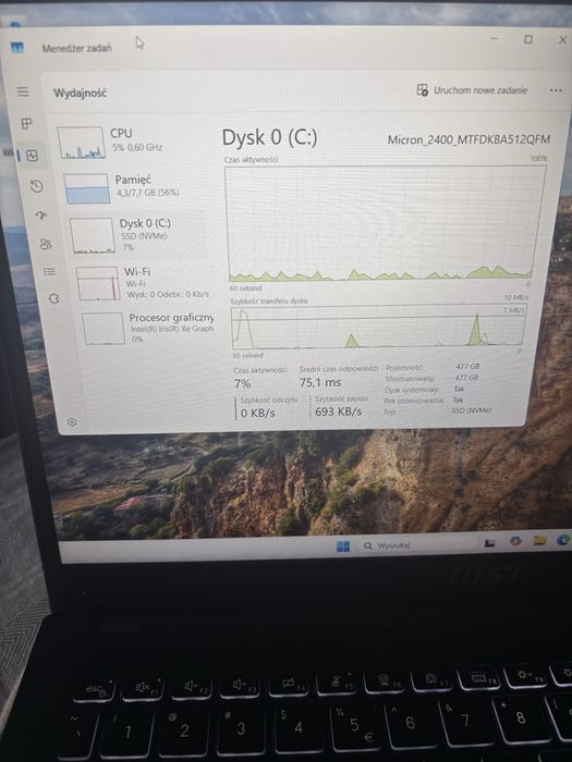 OKAZJA! Laptop MSI Modern 15 / i5-1155G7 / 8 GB / 512 SSD / WIN 11
