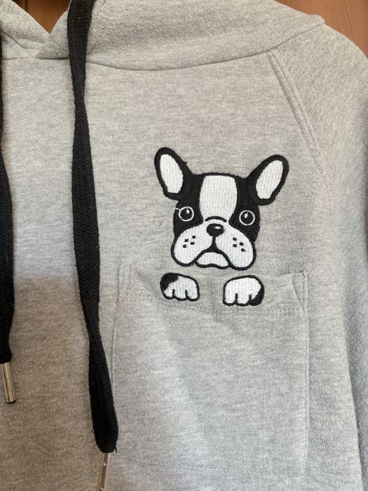Bluza damska młodzieżowa oversize z kapturem bulldog piesek L