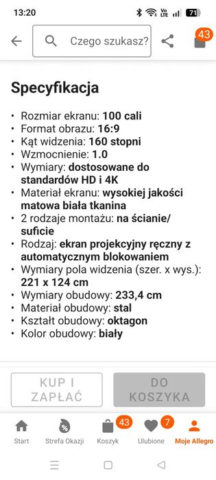 Sprzedam ekran projekcyjny