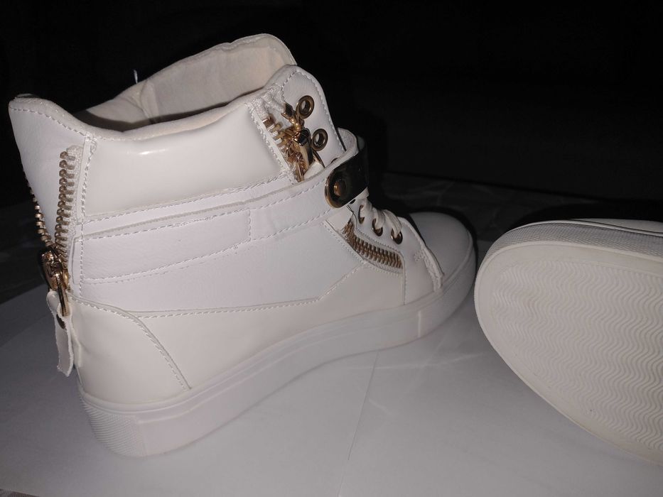 Białe sneakersy trampki na koturnie r. 39