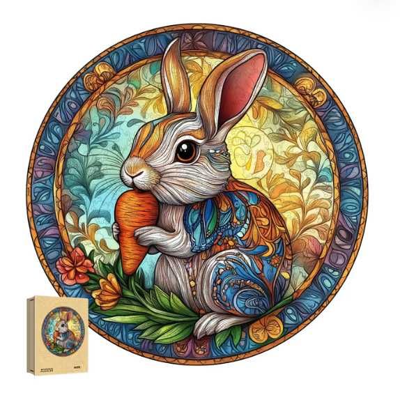 Magiczny Królik! Drewniane Puzzle – Figurki Zwierząt – 95 elementów