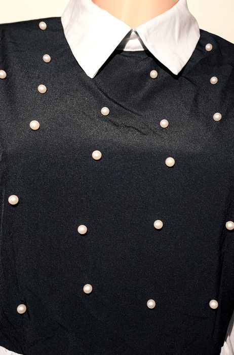 Koszula 2 w 1 z kołnierzykiem, falbaną i perełkami 40/42 (L/XL)