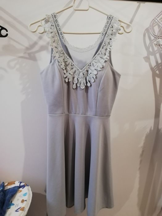 Sukienka szara wesele komunia impreza sylwester S M