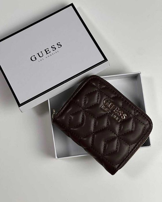 Женский кошелек Guess, шоколадный  кошелек мини Guess