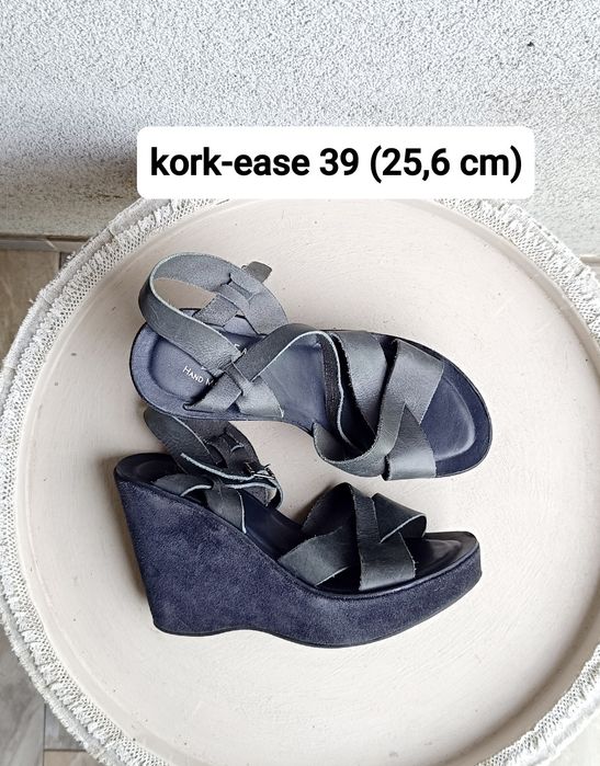 Sandały Kork-Ease Brazylia 25,6 cm 39 koturn kolor grafitowy skóra