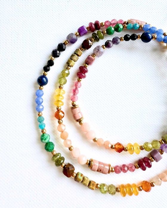 Komplet - bransoletka i naszyjnik z miksu kamieni