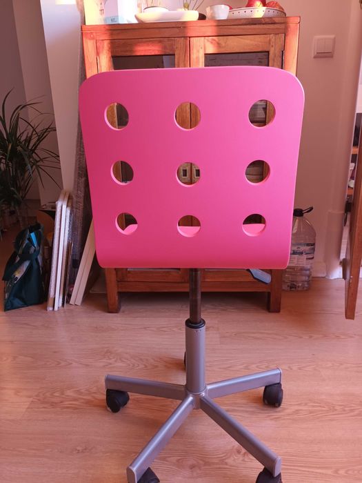 Cadeira rosa escritório criança ajustável Ikea