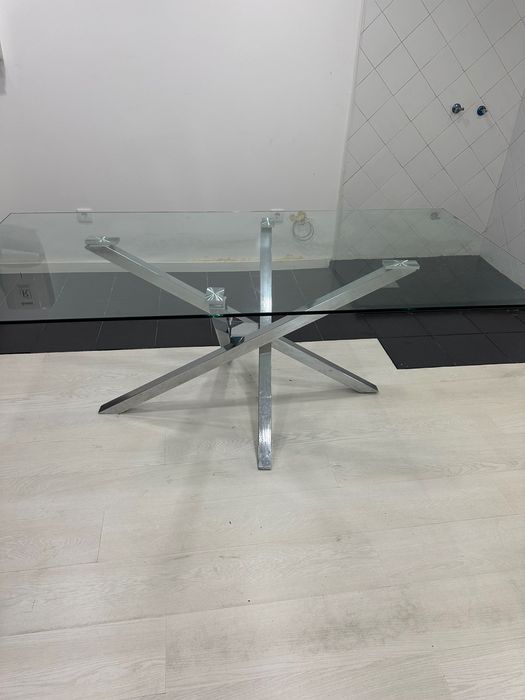 Mesa jantar vidro e inox
