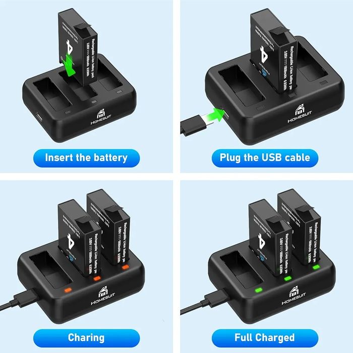 Zestaw 2x bateria Ładowarka do DJI Osmo Action 3-4 1800mAh
