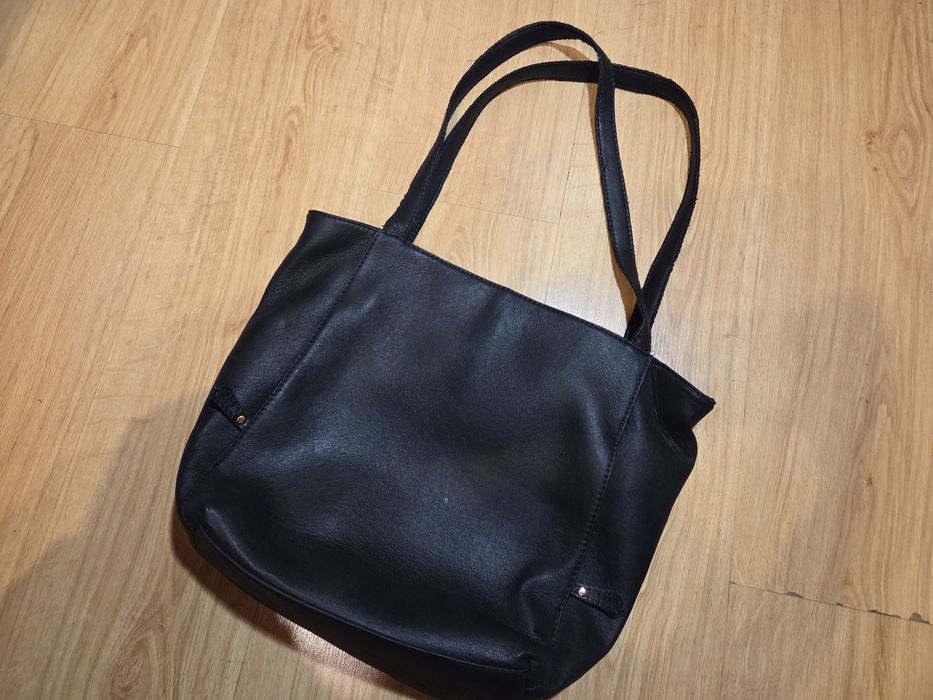 Skórzana skóra shopper bag torebka czarna zara cos italy