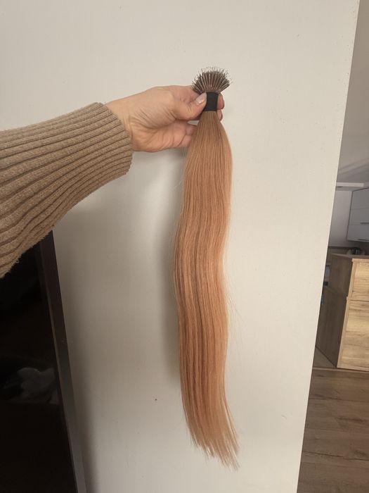 Włosy naturalne słowiańskie nano ringi 80 gram 50cm dlugie blond ombre