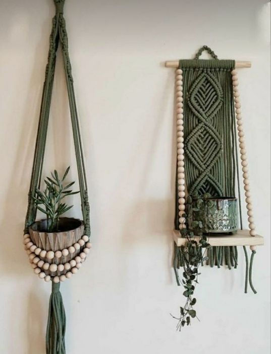 Поличка для квіткового вазона (Панно, макраме, декор, Бохо, Подарунок)