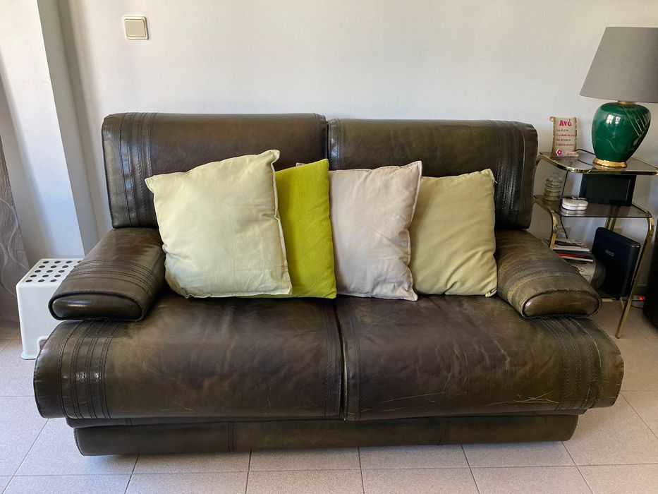 Sofa de pele genuína 4 lugares