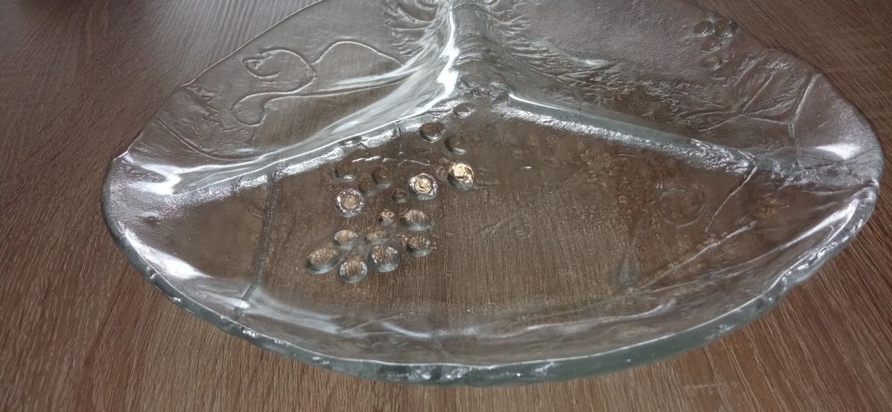 Patera, półmisek, szkło, szklana, trójdzielna