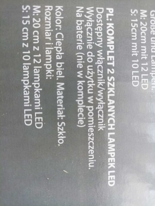 Tuby szklane z oświetleniem LED dekoracyjne