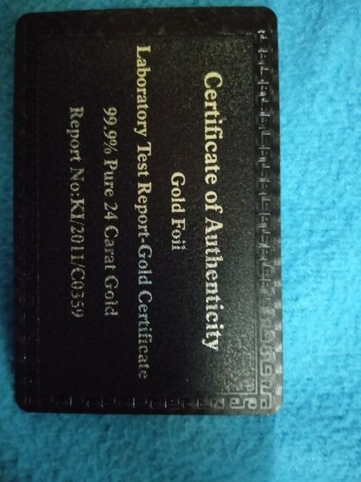 Cartas com 99.9%em ouro