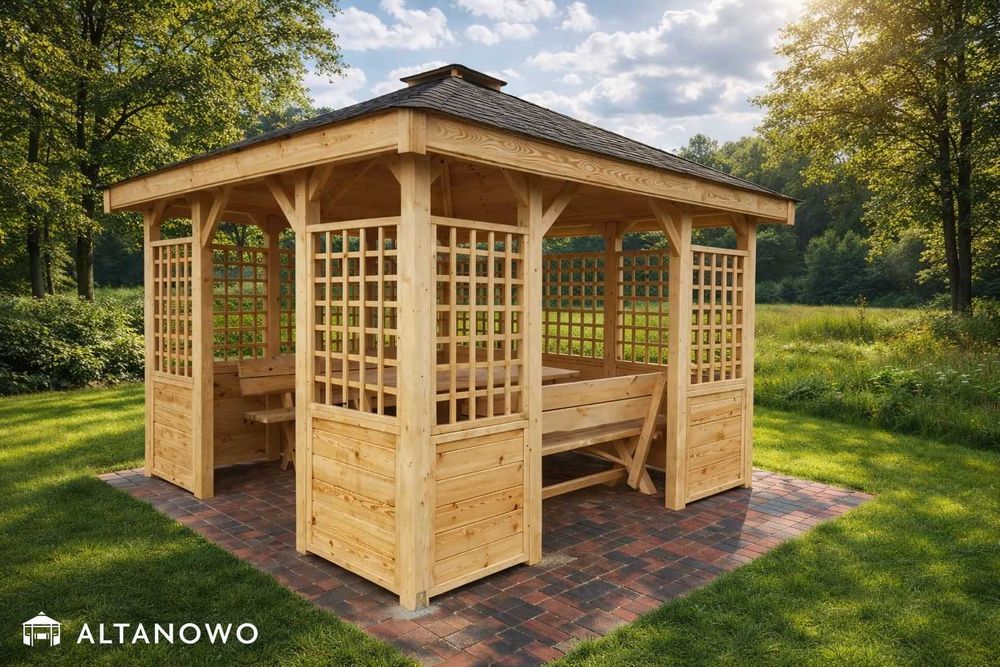 Altana ogrodowa drewniana 3x3 altany nowoczesna producent transport