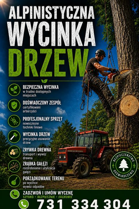 Alpinistyczna Wycinka drzew Ścinka,zrywka