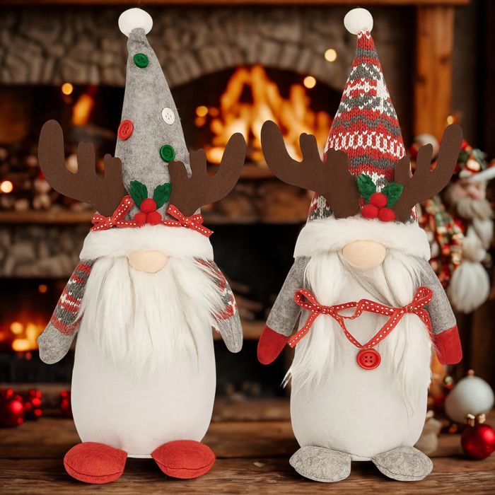 Zestaw 2 skrzatów krasnali gnomów świątecznych 39 cm ozdoba dekoracja