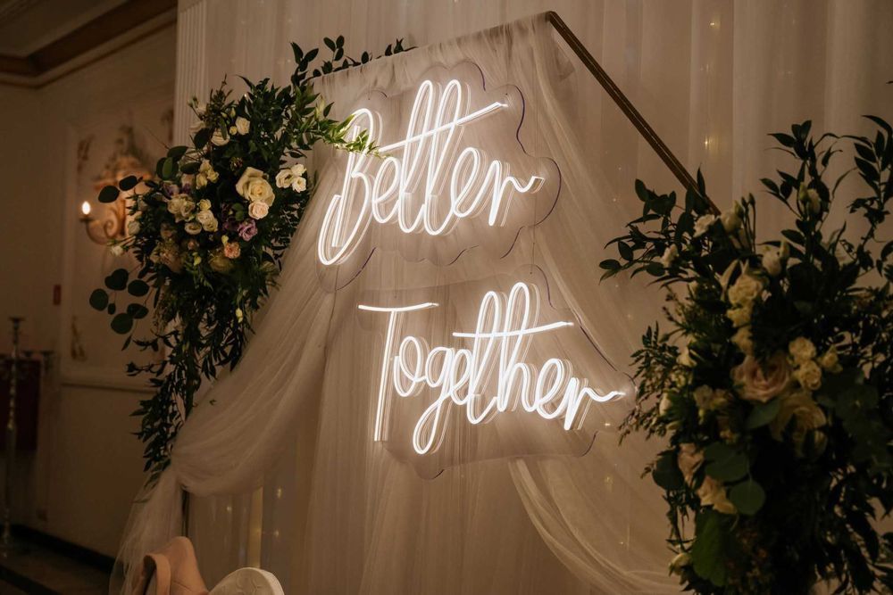 Better Together napis neon ślub wesele na skraju raju razem lepiej
