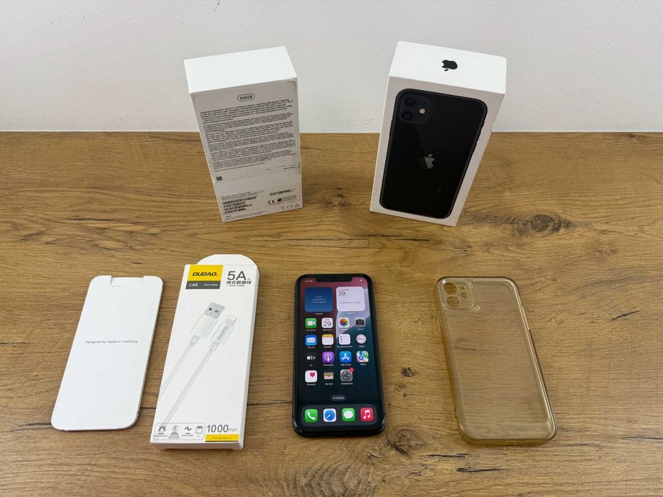 1324 Telefon Apple Iphone 11 64GB Czarny, 100%BATERII, JAK NOWY!!!