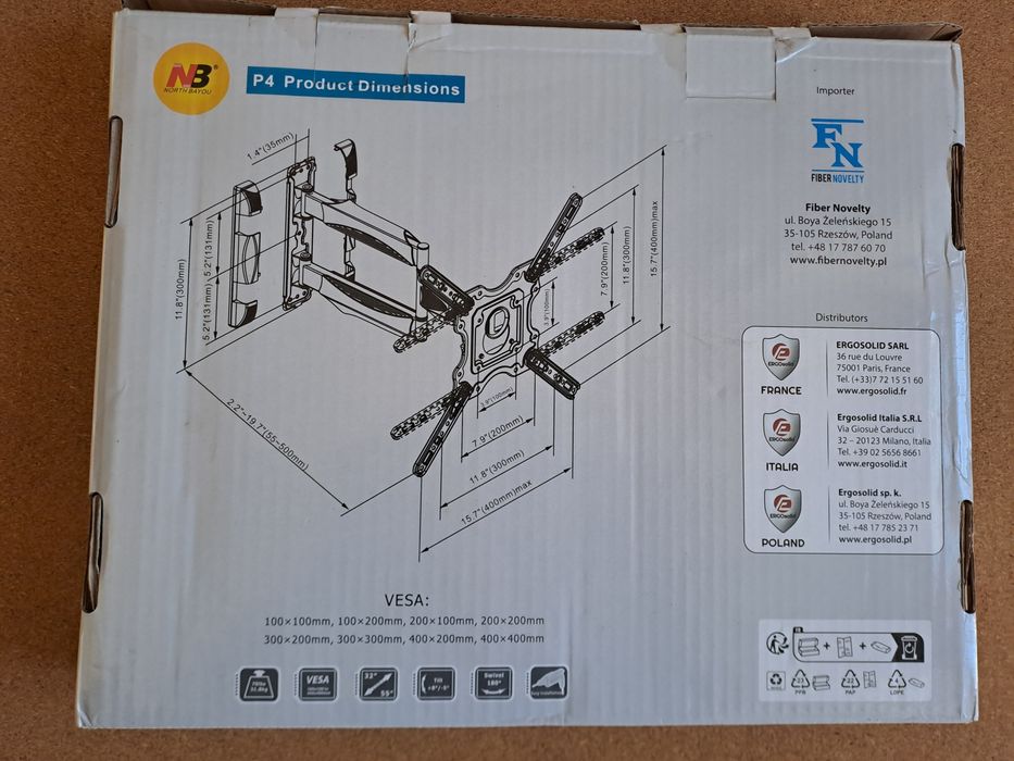 Suporte TV preto  NB P4: 32'' - 55'' /  31,8 kg