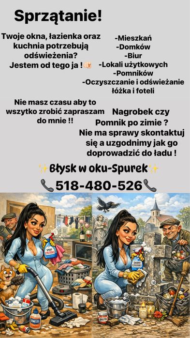 Sprzątanie mieszkań i domków oraz nagrobkow