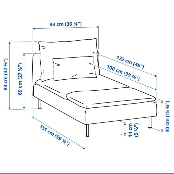 Sofá SÖDERHAMN 2x lugares com chaise longue