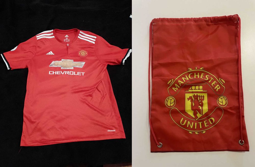 Комплект в подарок мерч Manchester United футболка Lukaku+рюкзак-мешок