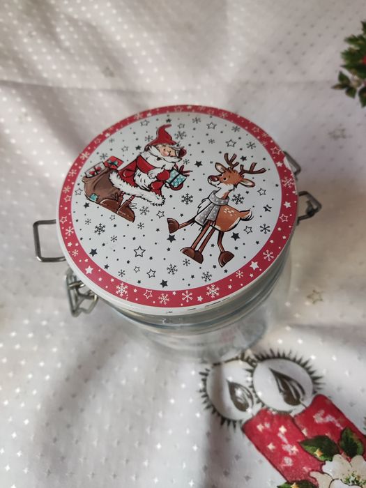 Słoik na pierniczki cukierki z Mikołajem