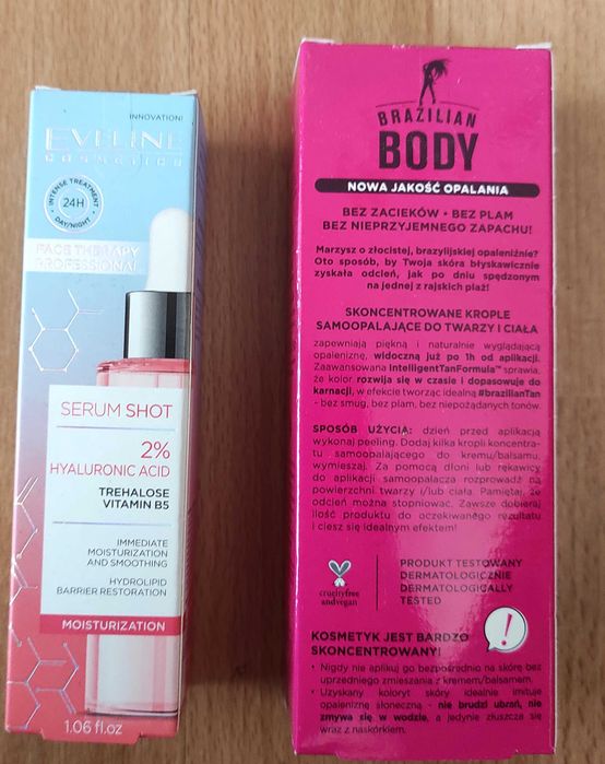 eveline cosmetics zestaw: shot serum 2% brazilan body balsam+ krople