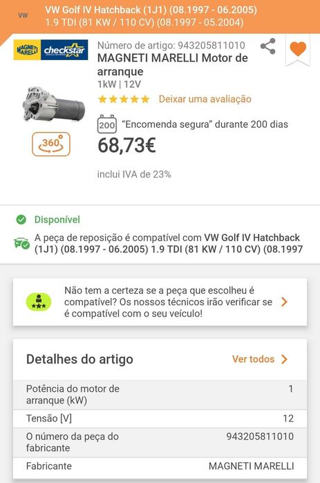 Motor de arranque novo