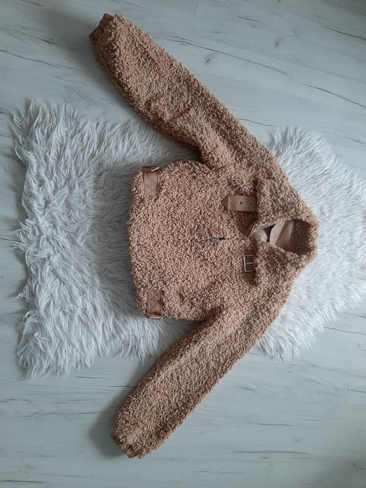 Piękna kurtka baranek krótki kożuszek miś futerko S 36