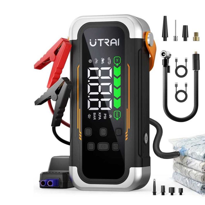 Jump starter UTRAI JS-40 6000A 10000mAh, kompresor + dwufunkcyjna dmuchawa (booster, rozruch, powerbank)