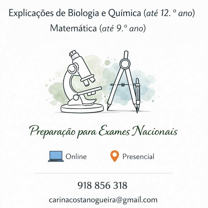 Explicações Biologia, Química e Matemática (Coimbra e Online)