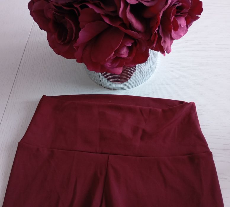 Burgundowe bordowe legginsy one size Andżela nowe