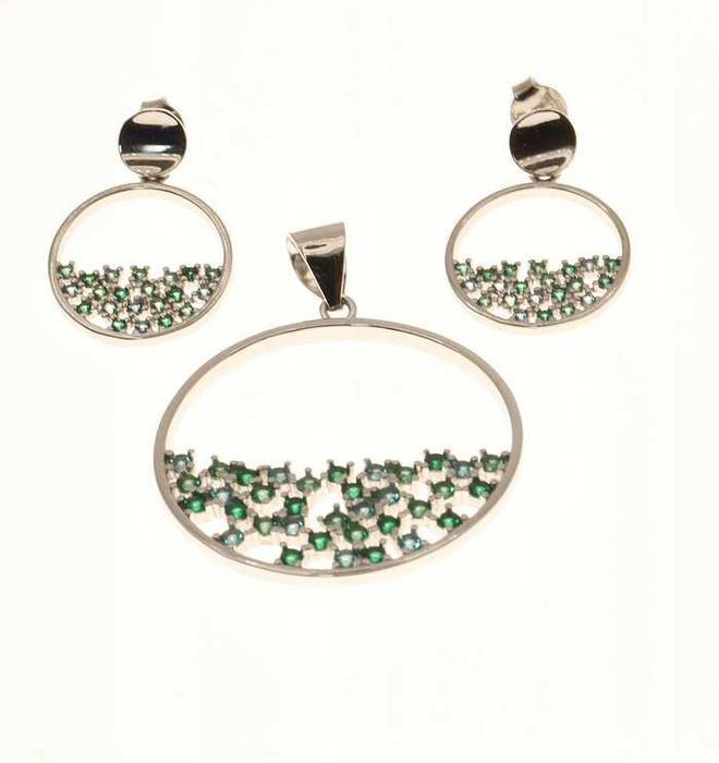 Srebrny KOMPLET KOLCZYKI I WISIOREK srebro p.925 idealny na prezent