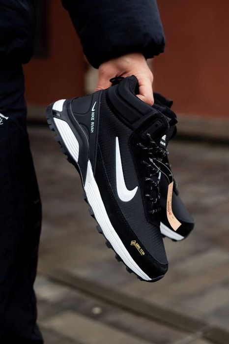 Мужские зимние кроссовки с мехом Nike Rivah High "Black 1" Gore-Tex