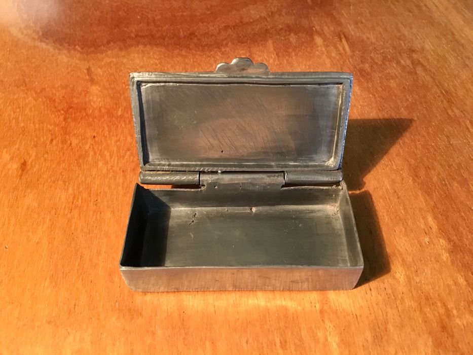 CAIXA ESTANHO - antiga - marca El-Rei - 7,3x4,5x2,4 cm/s