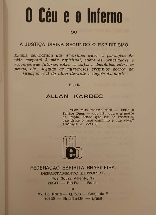 O Céu e o Inferno - Allan Kardec (portes incluídos)