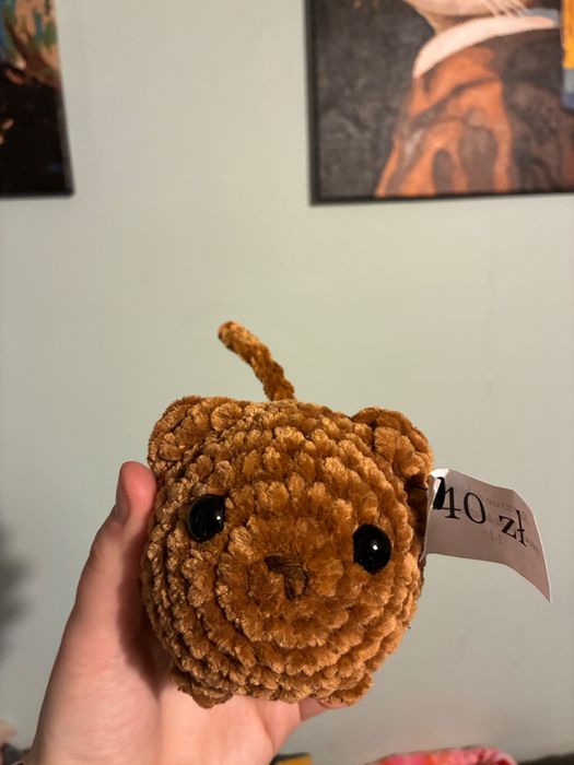 Pluszowy kot na szydełku - brązowy