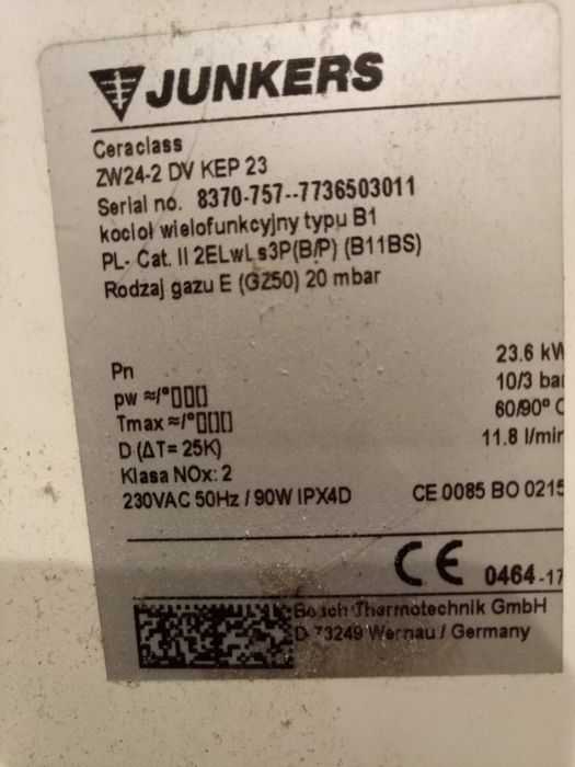Zawór gazowy  Junkers ZW 24.Junkers ceraclass
