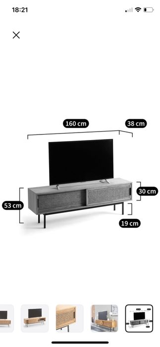 Movel de TV madeira carvalho e palhinha La Redoute 160cm