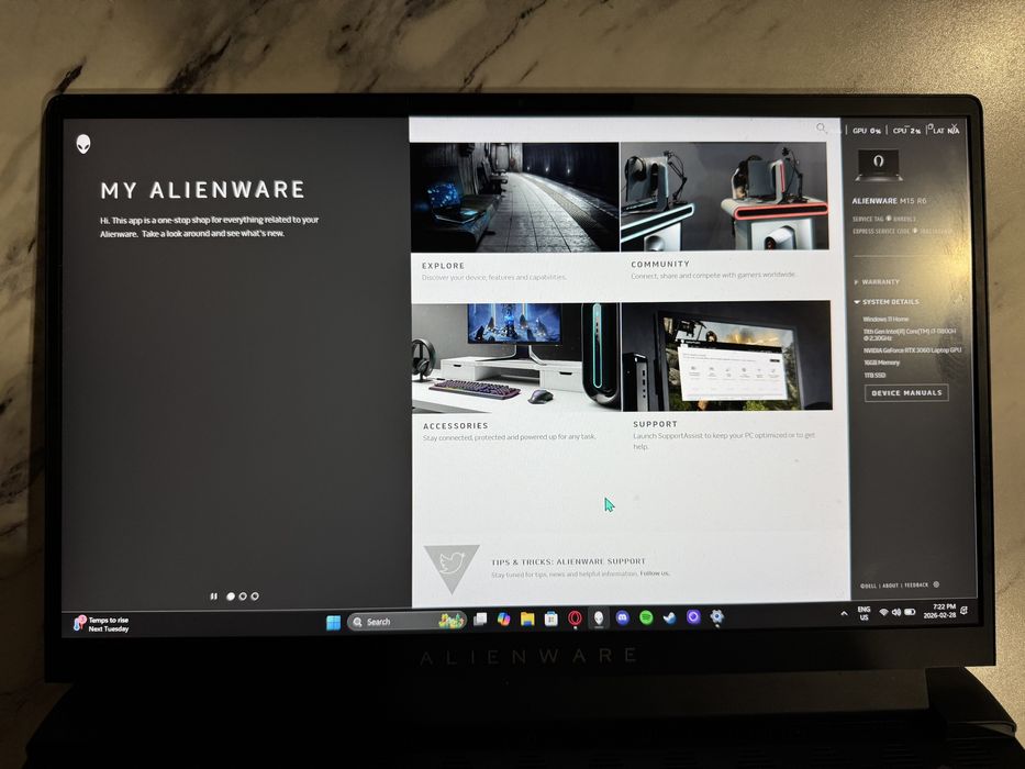 Alienware M15 R6 i7 RTX3060 16Gb RAM 1TB SSD 240Hz