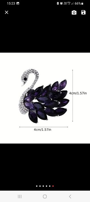 Broszka fioletowy łabędź