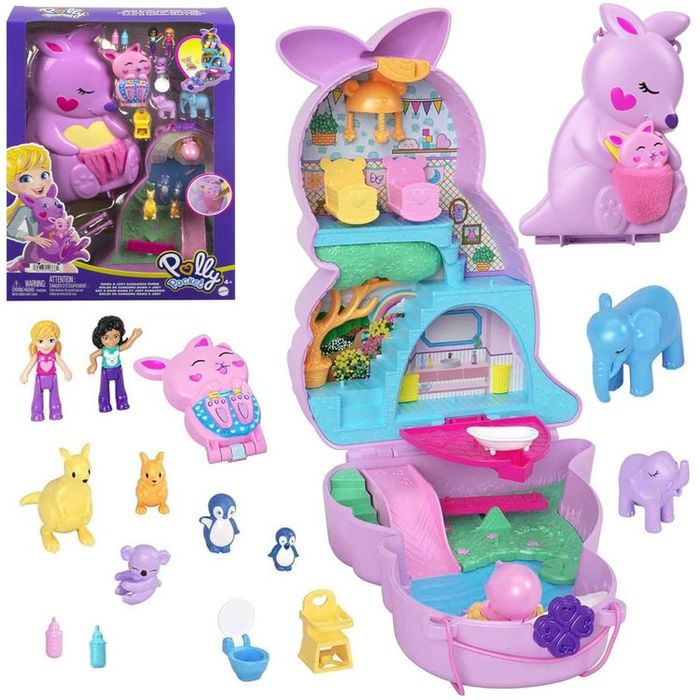Zestaw Polly Pocket Torebka kangurek składany domek figurki