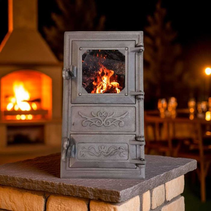 Дверца чугунная дверка для грубы, барбекю, печи, мангал, камин