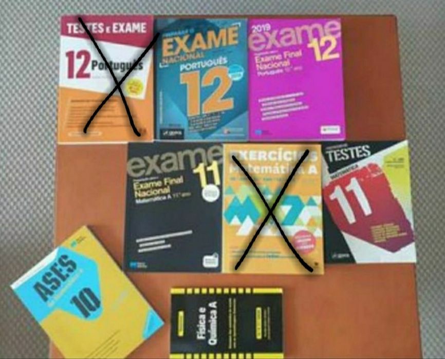 Livros de preparação para exames de matemática, português 10°, 11°, 12