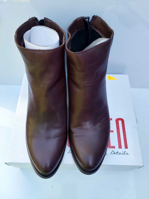 Buty SIMEN botki skórzane brązowe półbuty 40